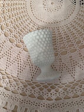 White Hobnail Milk Glass Goblet